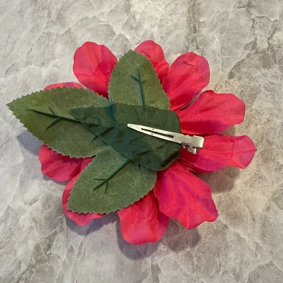 Pink Pinup Hair Flower Clip - Picture 3 of 3